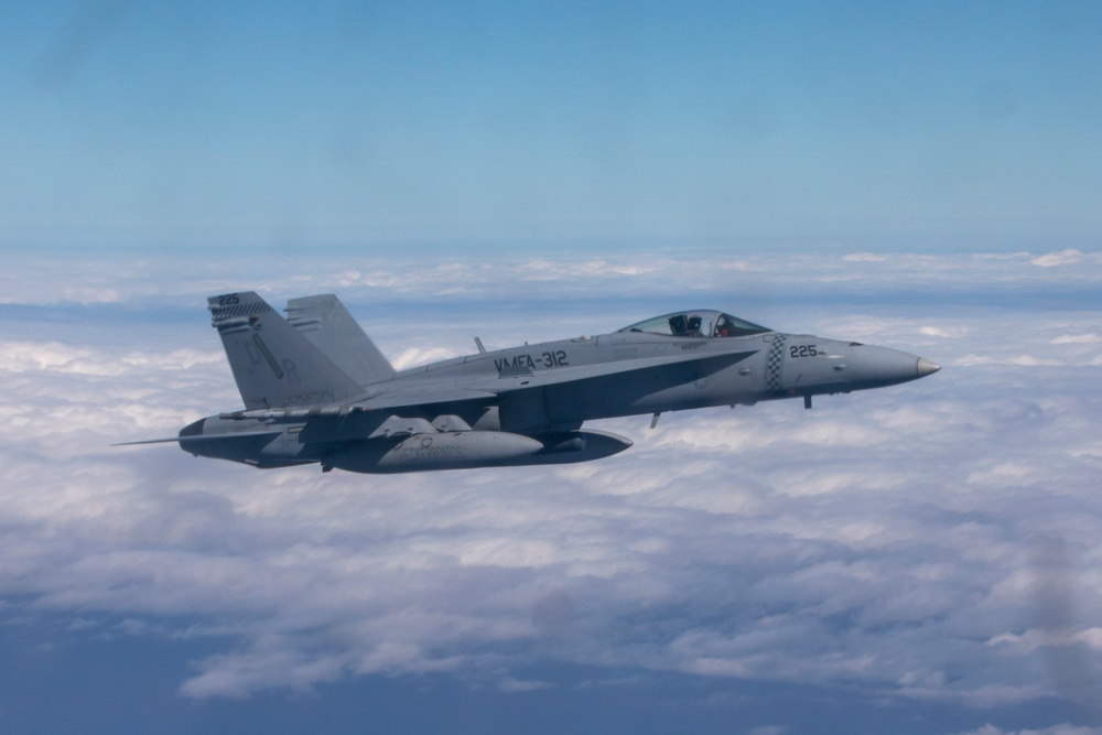 U.S. Marines aerial refuel during Cope North 25