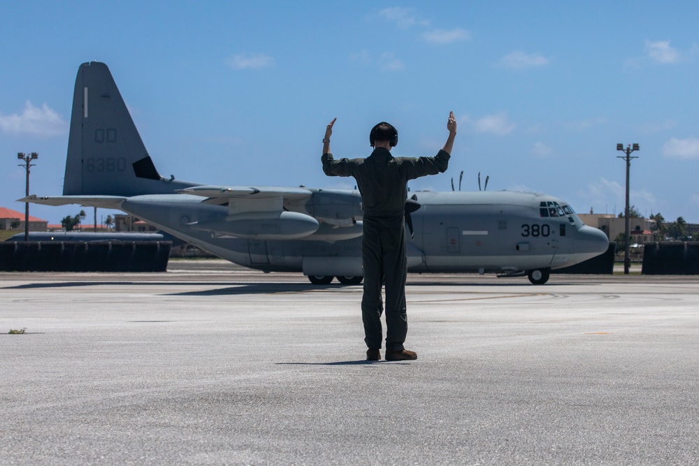 U.S. Marines aerial refuel during Cope North 25