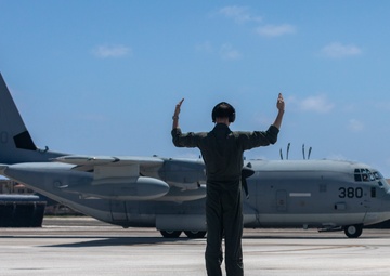 U.S. Marines aerial refuel during Cope North 25