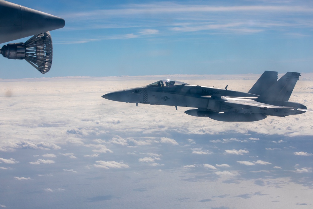 U.S. Marines aerial refuel during Cope North 25