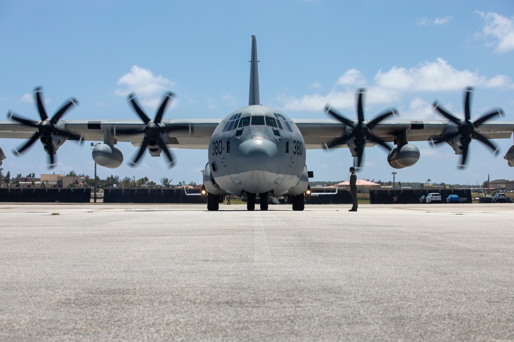 U.S. Marines aerial refuel during Cope North 25