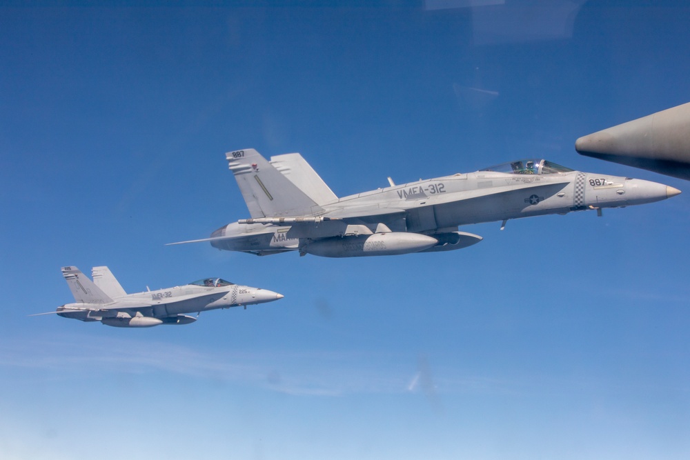 U.S. Marines aerial refuel during Cope North 25