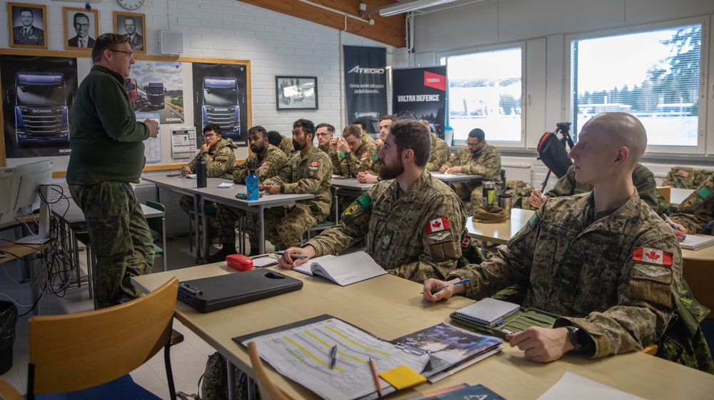 10th Mountain Division and Canadian soldiers participate in drivers training during Arctic Forge 25