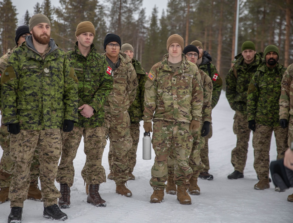 10th Mountain Division and Canadian soldiers participate in drivers training during Arctic Forge 25