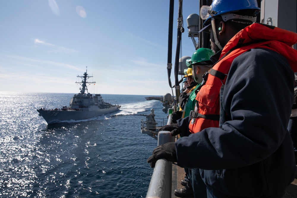 USS Iwo Jima Conducts Fueling At Sea Operations