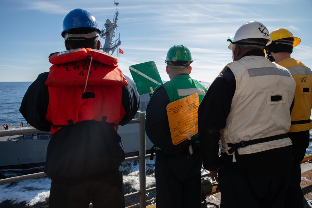 USS Iwo Jima Conducts Fueling At Sea Operations