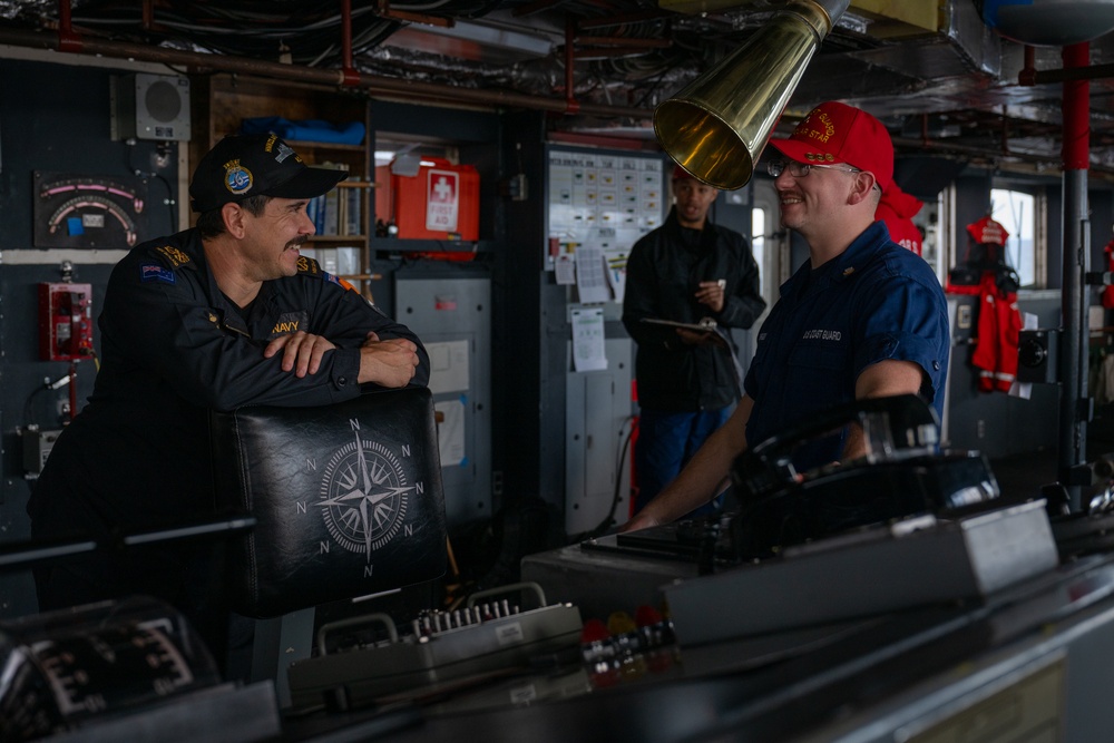 USCGC Polar Star (WAGB 10) conducts crew exchange in McMurdo Sound during Operation Deep Freeze