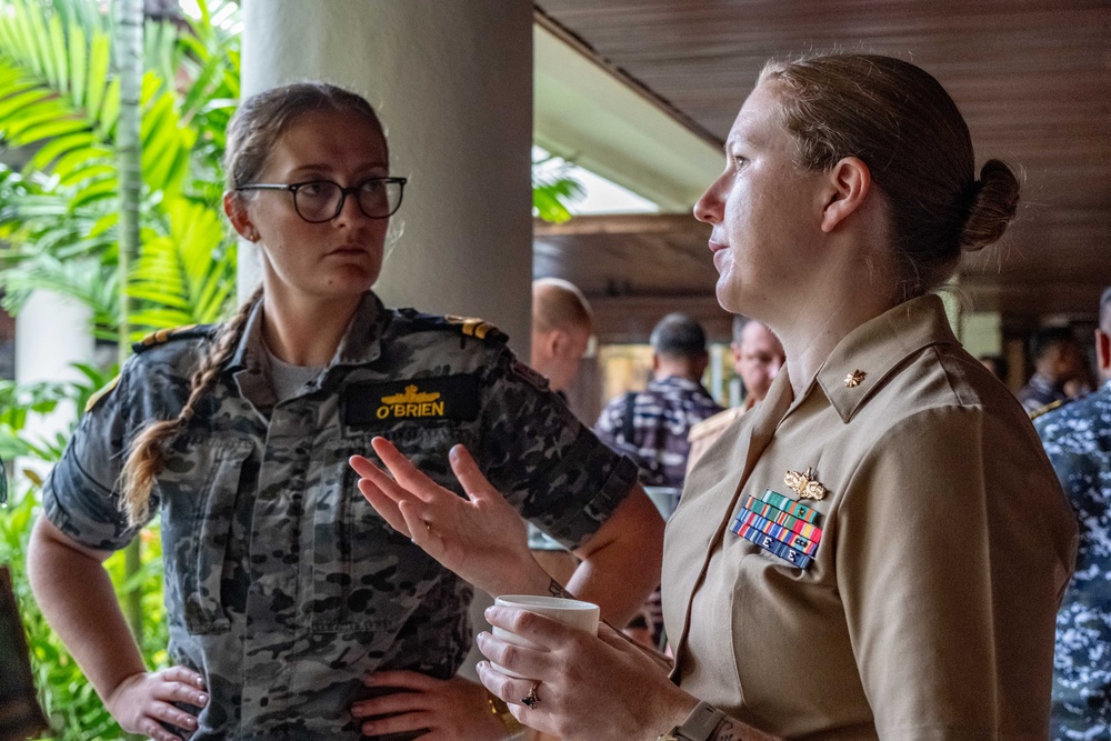 U.S. Navy Sailors participate in Mutilateral Naval Exercise Komodo 2025 presail brief