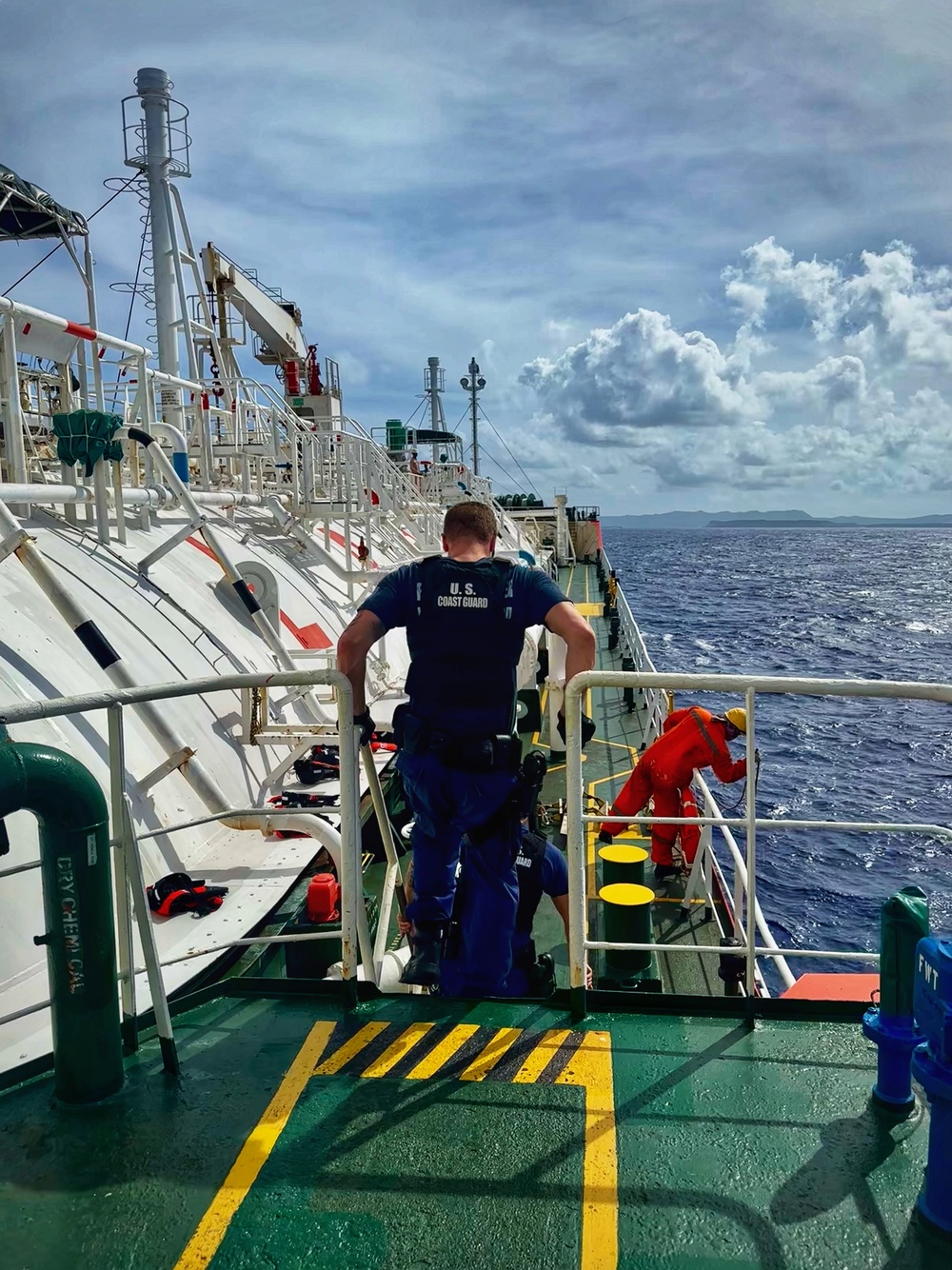 U.S. Coast Guard conducts routine security boarding on tank vessel off Guam