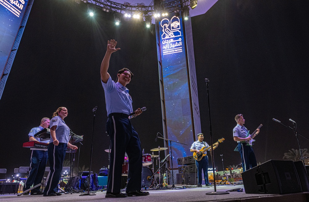 The AFCENT Band performs at the Sheikh Zayed Festival