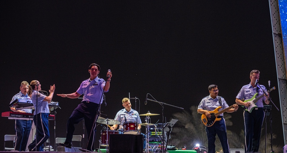 The AFCENT Band performs at the Sheikh Zayed Festival