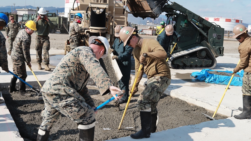 NMCB-3 ADR Concrete Pad with MWSS-171 and H&amp;HS Seabees at MCAS Iwakuni