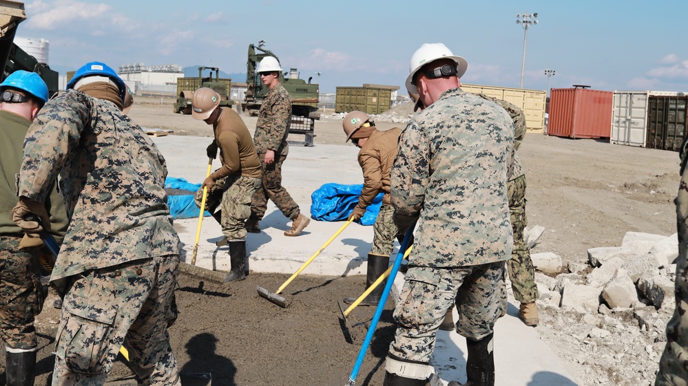 NMCB-3 ADR Concrete Pad with MWSS-171 and H&amp;HS Seabees at MCAS Iwakuni