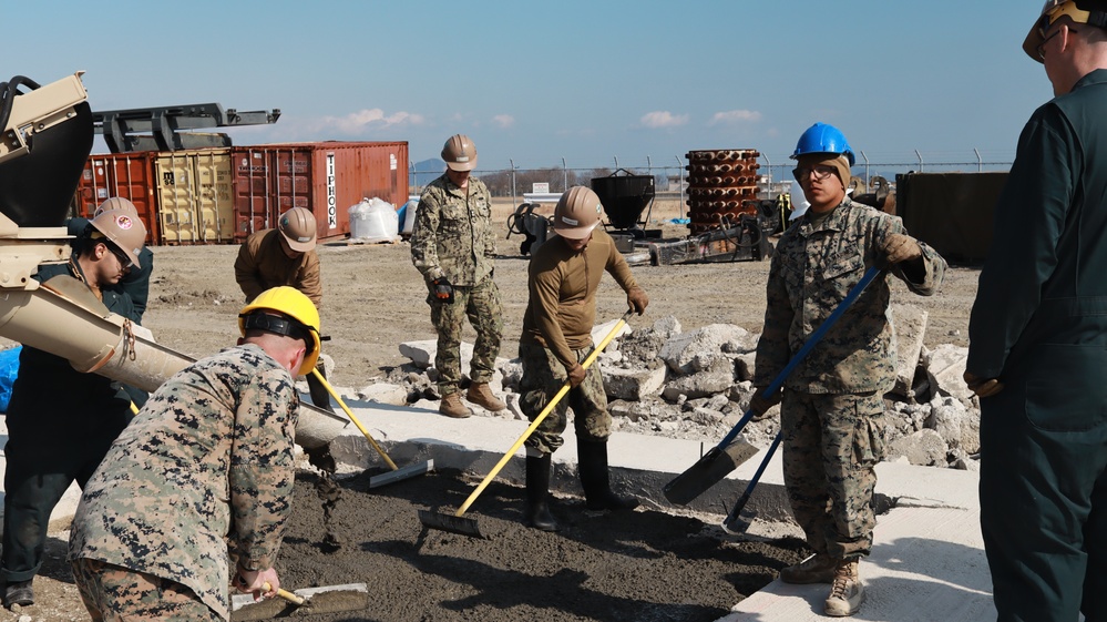 NMCB-3 ADR Concrete Pad with MWSS-171 and H&amp;HS Seabees at MCAS Iwakuni