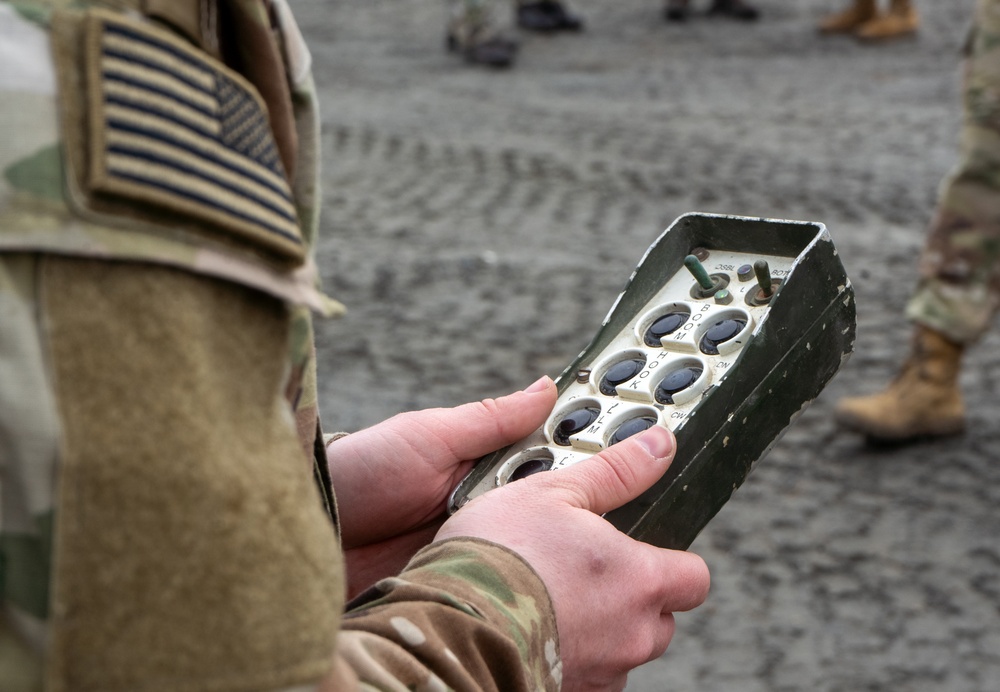 Belgian Army Leaders visit 3-321 FAR static HIMARS display