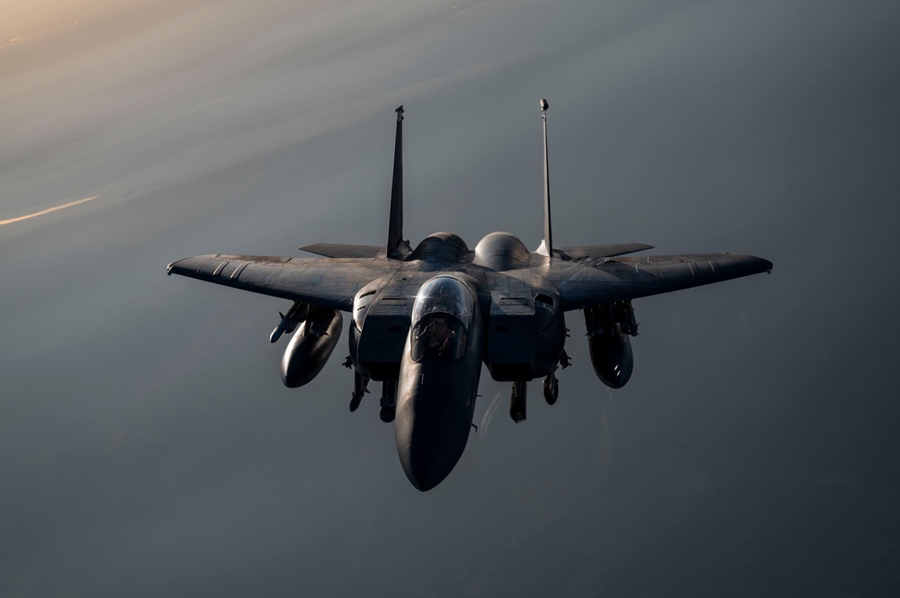 Fighters soar into the sunset