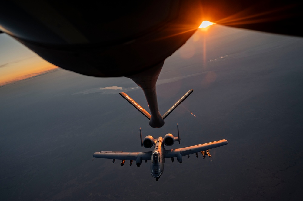 Fighters soar into the sunset