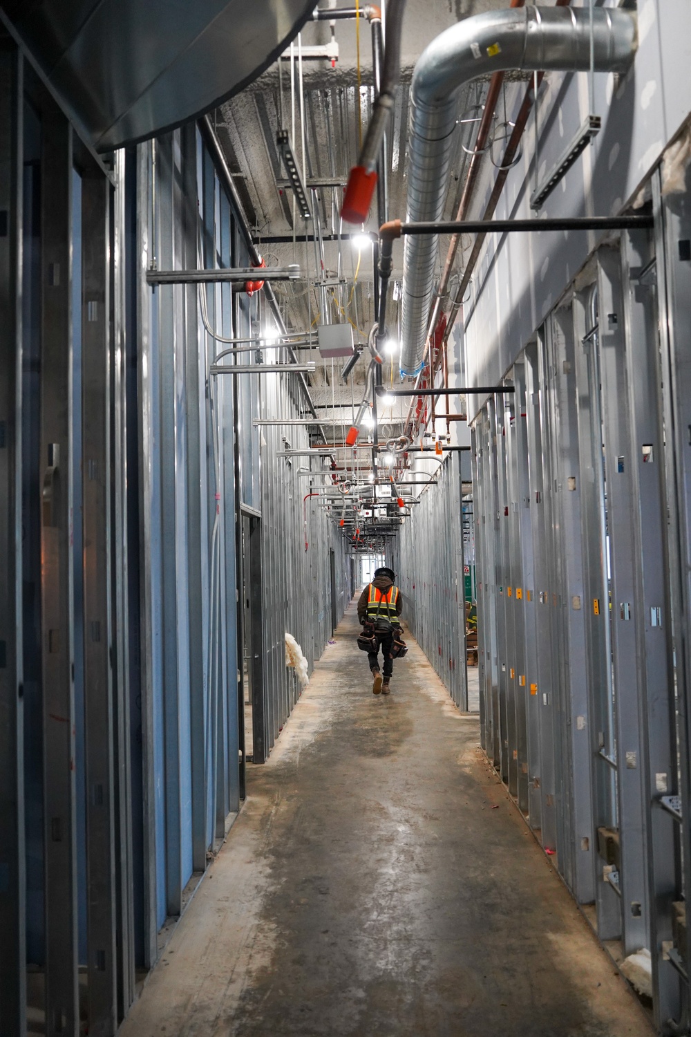 Construction work continues on the site of the Louisville VA Medical Center Feb. 12, 2025