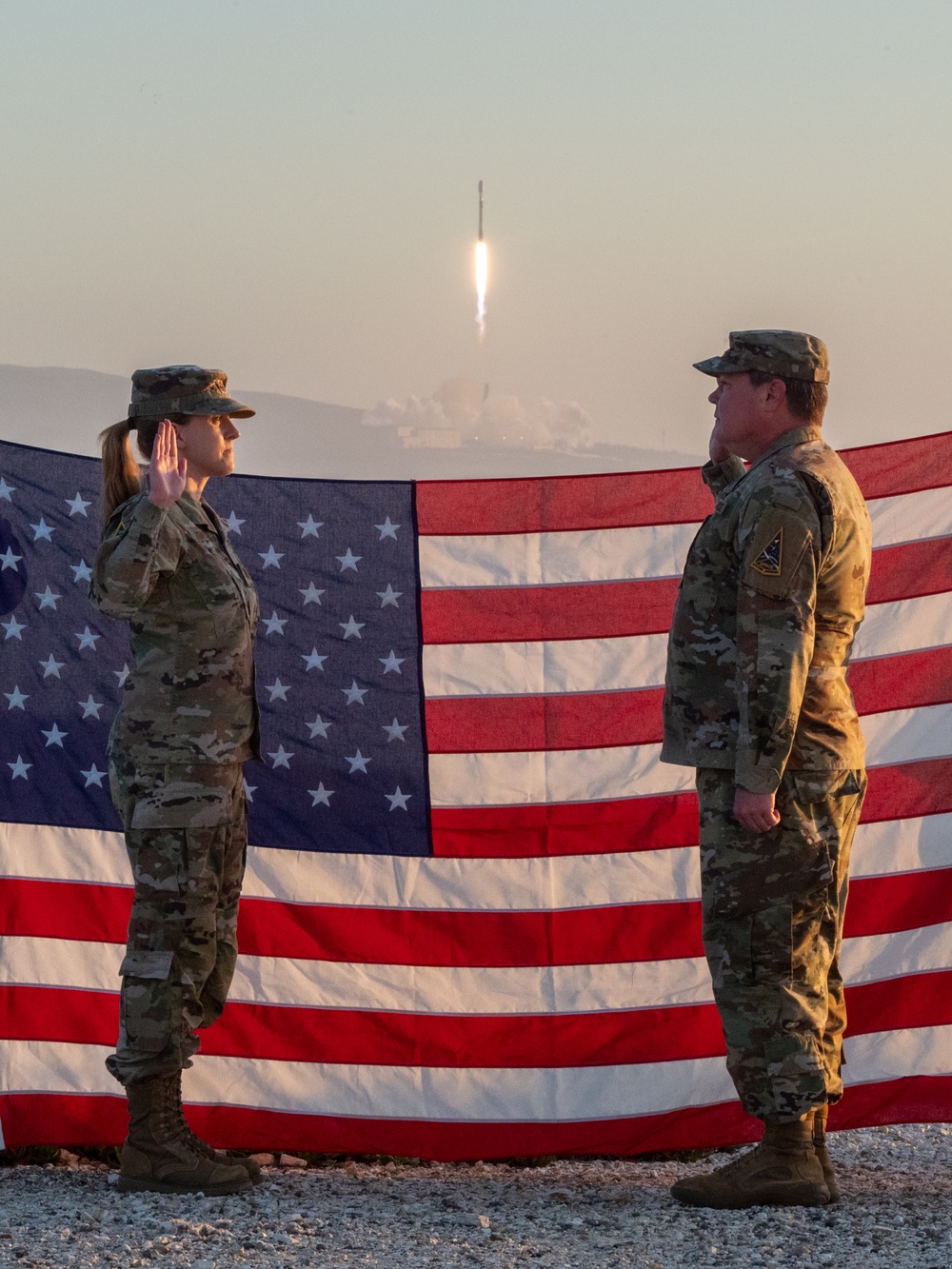 Master Sgt. Reenlists During Rocket Launch