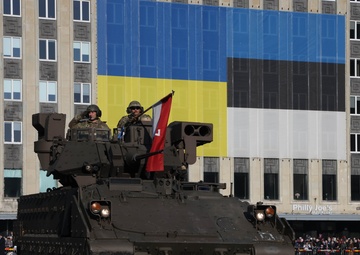 U.S. Soldiers participate in the Estonian Independence Day Parade