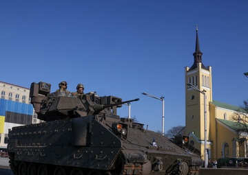 U.S. Soldiers participate in the Estonian Independence Day Parade