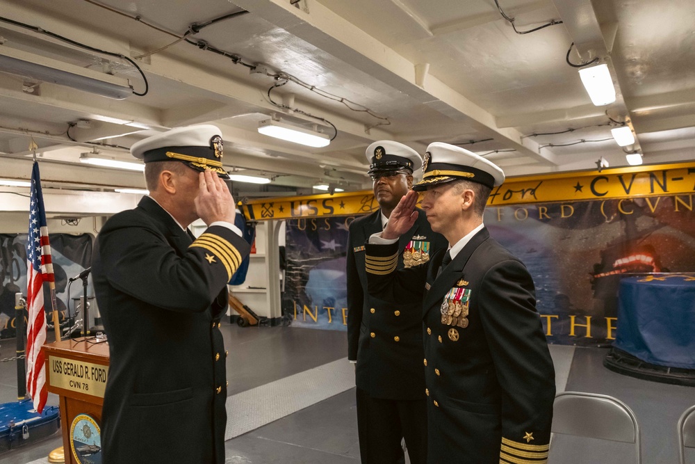 USS Gerald R. Ford (CVN 78) holds Destroyer Squadron 2 change of command ceremony