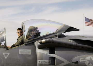 Marine Attack Squadron 231 (VMA) tows an AV-8B II Harrier II to Pima Air and Space Museum
