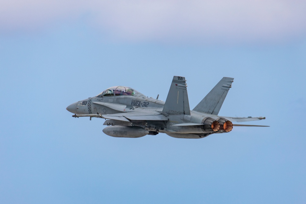 Marine Hornets take off for the last time during Cope North 25