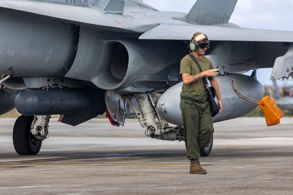 Marine Hornets take off for the last time during Cope North 25