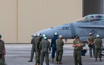 Marine Hornets take off for the last time during Cope North 25