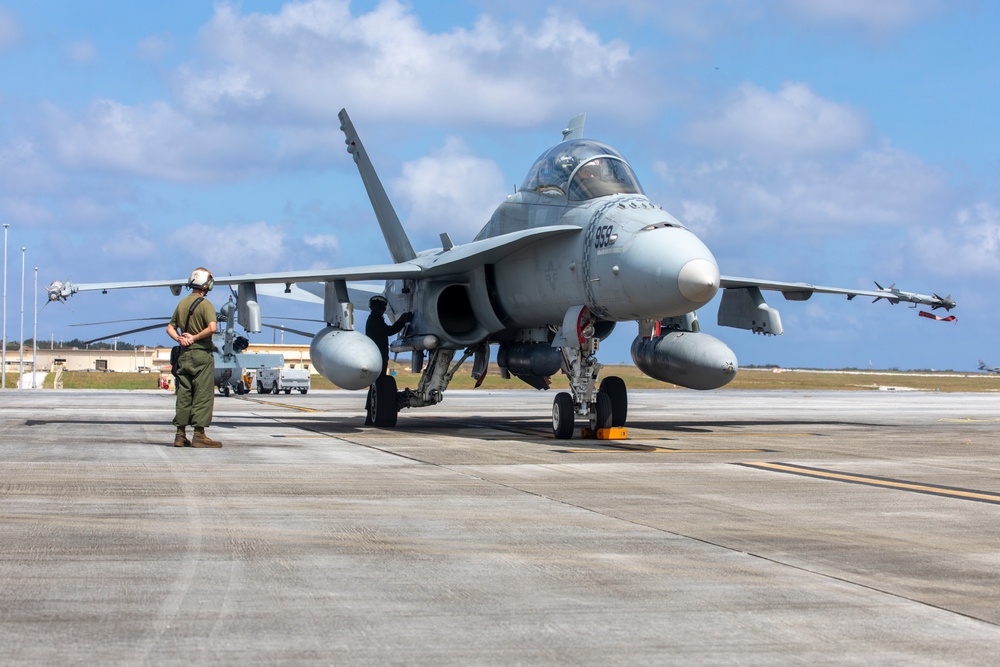 Marine Hornets take off for the last time during Cope North 25