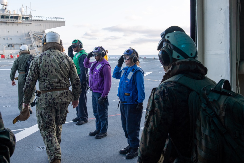 CTF 76, 1st MAW visit USS John L. Canley (ESB 6)