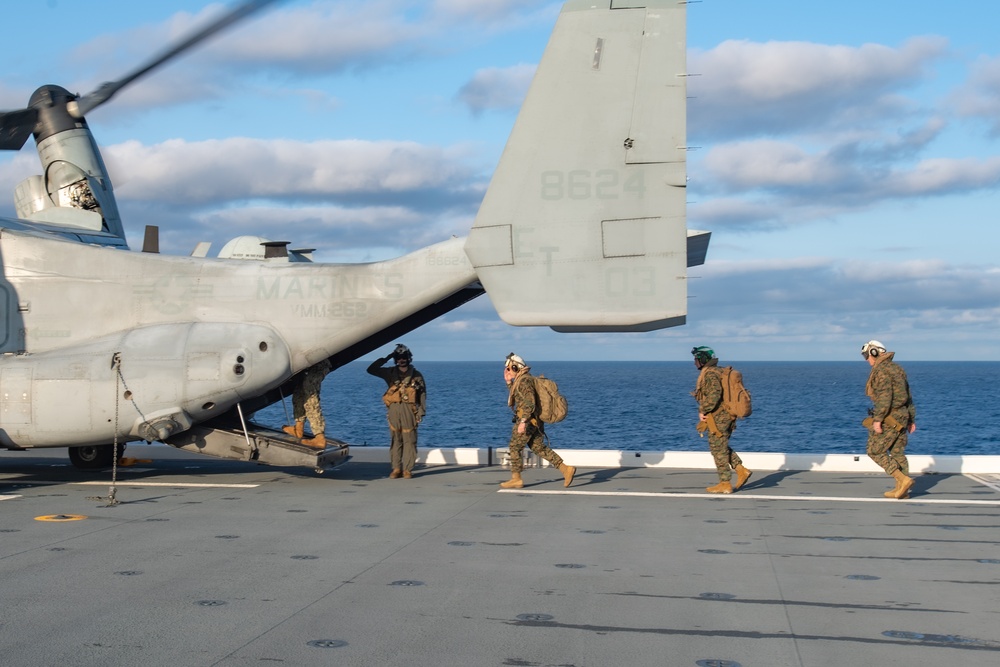 CTF 76, 1st MAW visit USS John L. Canley (ESB 6)