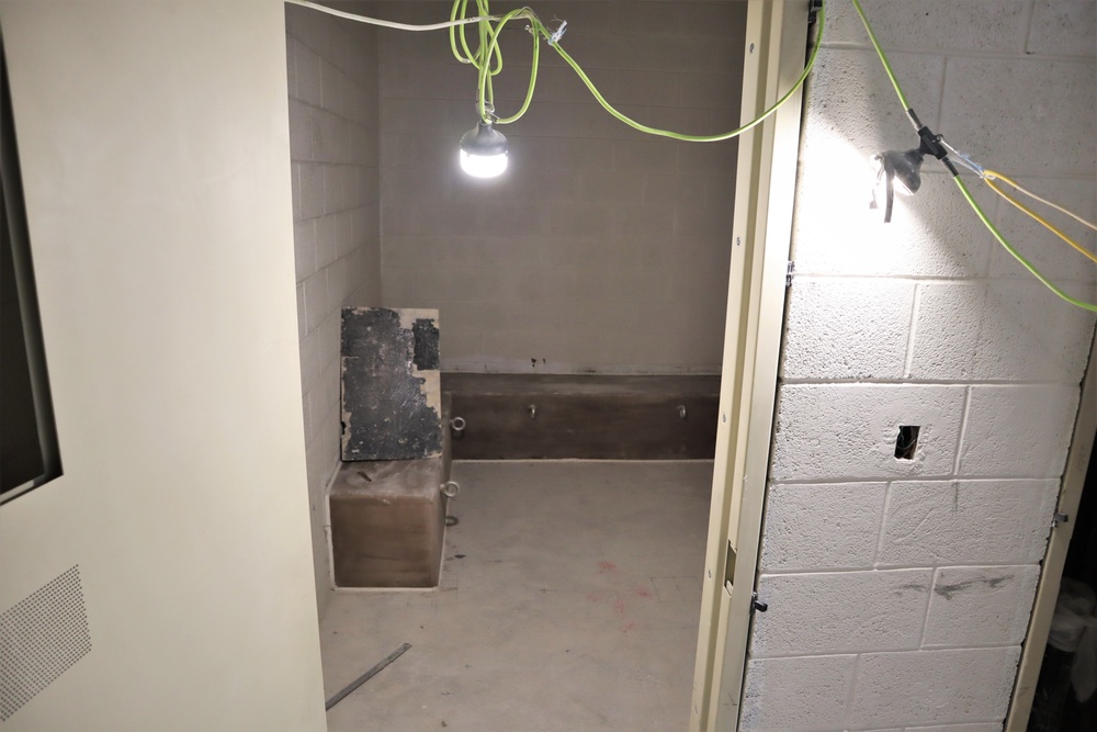 A Holding Cell Under Construction can be Seen in the Unfinished Police Station on Camp Blaz