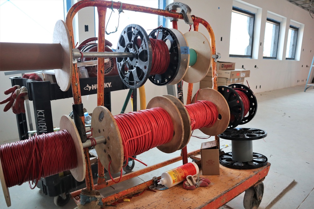 A Wire Cart is Used to Organize Electrical Wiring for Installation in a Building Under Construction