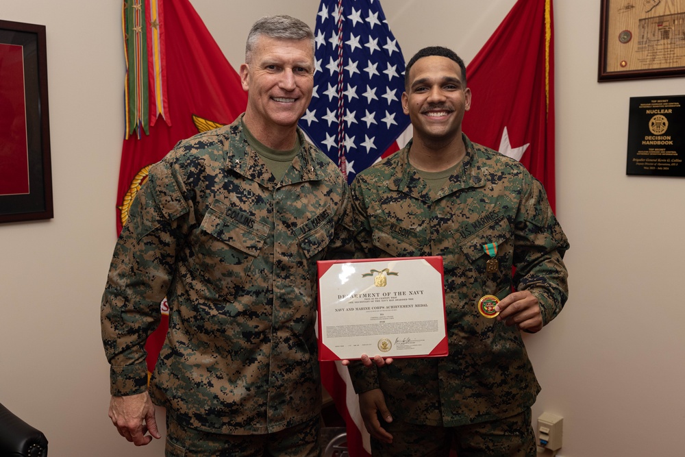 Brig. Gen. Collins Awards 3rd MLG Marines and NCOs of the Quarter and Year