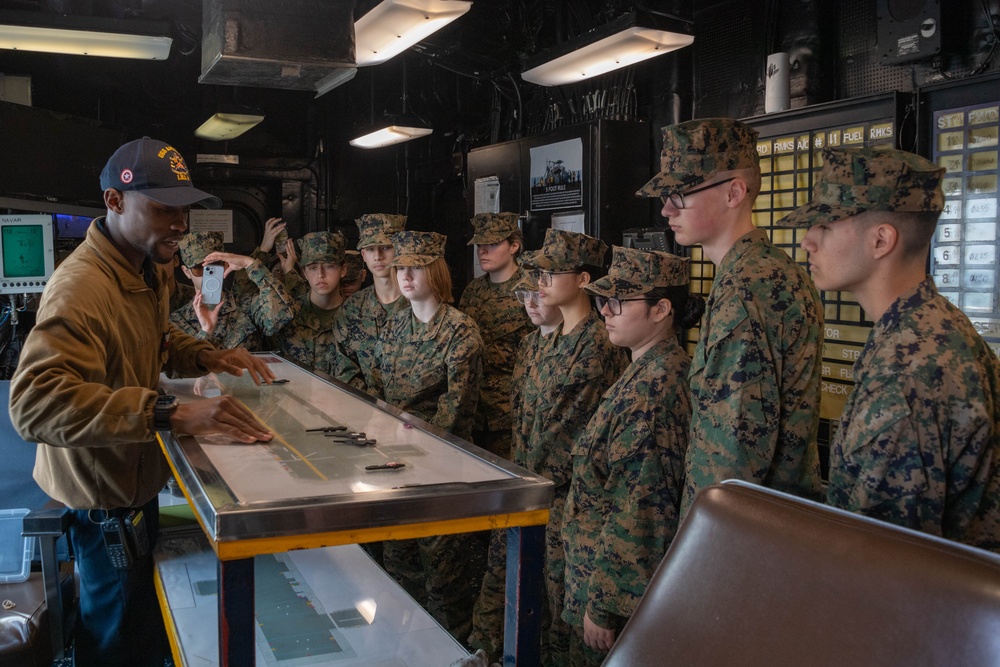 USS America (LHA 6) Hosts Kabusaki High School MCJROTC Cadets