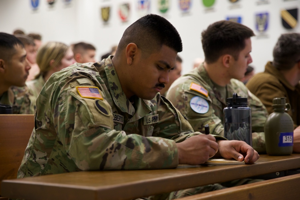 Virginia National Guard Soldiers receive Finnish gear and briefings during Arctic Forge 25