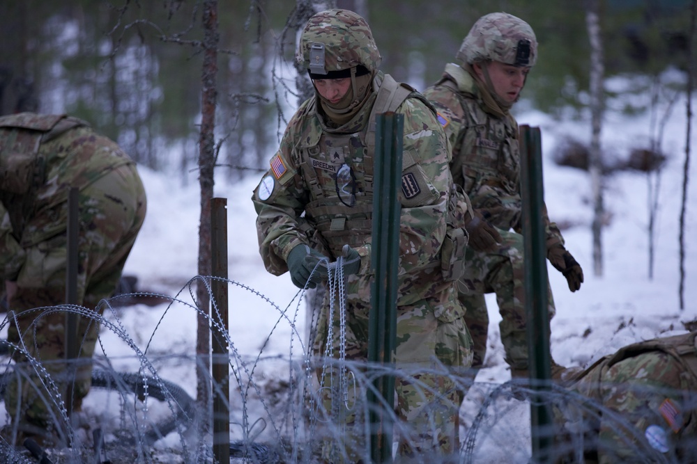 Virginia Army National Guard Engineers construct Anti-Vehicle obstacle during Arctic Forge 25