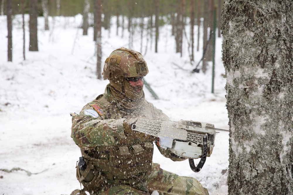 Virginia Army National Guard Engineers construct Anti-Vehicle obstacle during Arctic Forge 25