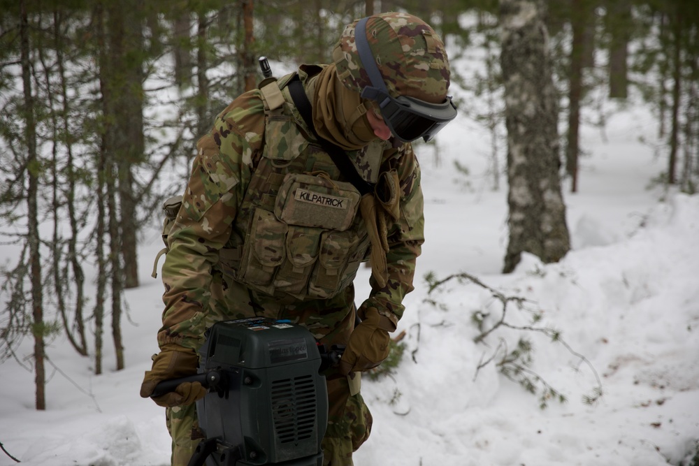 Virginia Army National Guard Engineers construct Anti-Vehicle obstacle during Arctic Forge 25