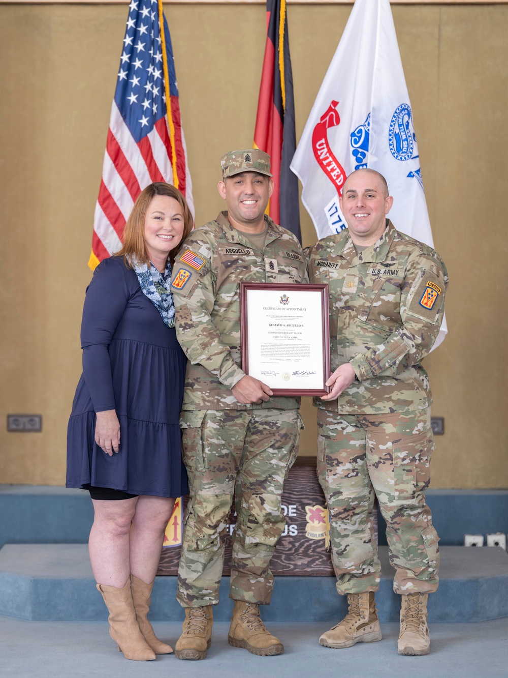 Arguello Promoted to Command Sgt. Maj. in Family-Focused Ceremony at Sembach Barracks