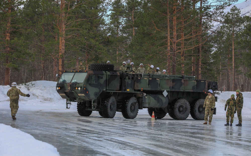 41st Field Artillery Brigade Soldiers conduct arctic drivers training course led by Norwegian Army during Joint Viking 25