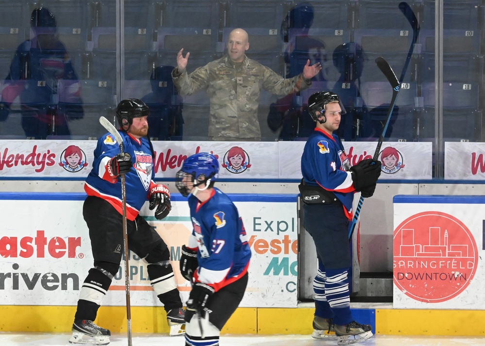 104th Fighter Wing hockey team competes in Battle of the Bases with rival 103rd Airlift Wing