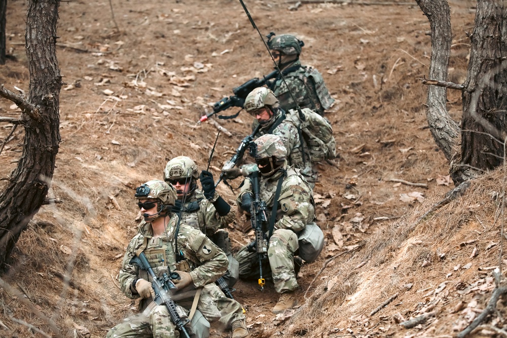 U.S. Army, Marines, and ROK army soldiers conduct training CALFEX at Rodriguez Live Fire Complex.