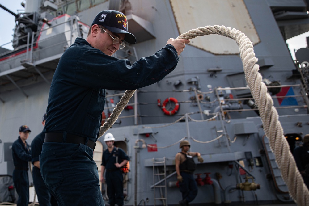 USS Milius Conducts Sea-And-Anchor Evolution