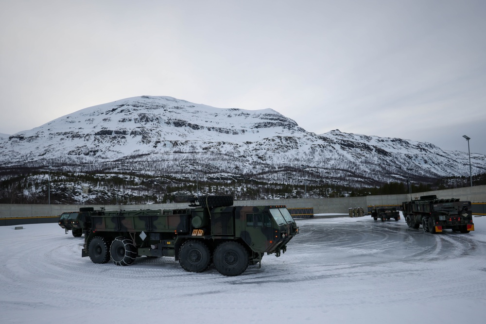 MLRS battalion establishes ammunition holding area in Norway during exercise
