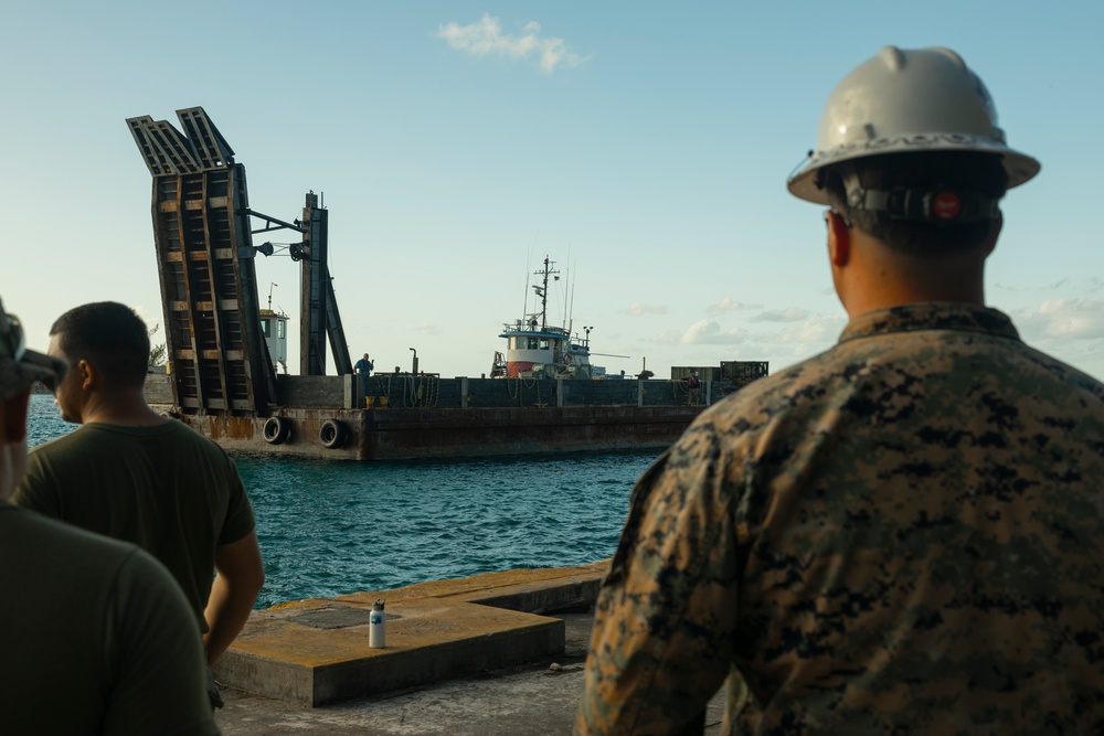 U.S. Marines with 2nd MAW offload equipment and supplies in the Bahamas