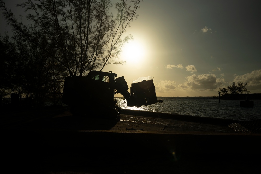 U.S. Marines with 2nd MAW offload equipment and supplies in the Bahamas