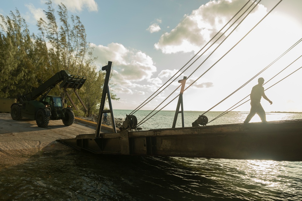 U.S. Marines with 2nd MAW offload equipment and supplies in the Bahamas